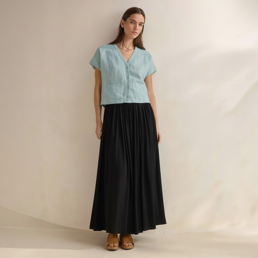 Vintage WinterSilks 100% Silk Satin Lightweight A-Line Minimalist Maxi Skirt M